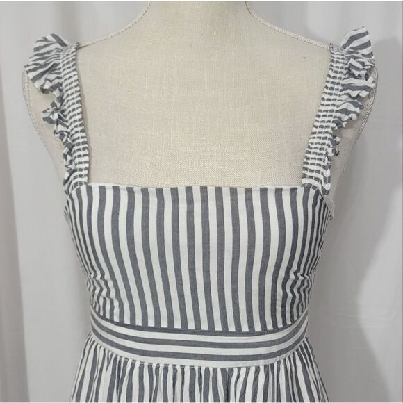 Madewell Striped Ruffle-Strap Empire Dress sz 00 - Picture 8 of 12